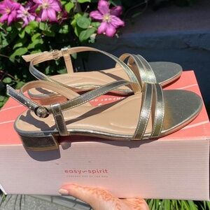Gold shiny Sandals, flats